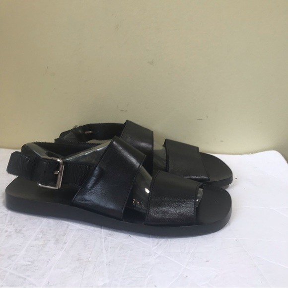 Burberry NEW Leather Strap Buckle Minimalist  Sandals Flats Shoes Unisex Black - Picture 3 of 16